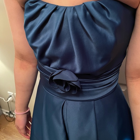 Mori Lee Teal Tea Length Cocktail Dress - Picture 5 of 9
